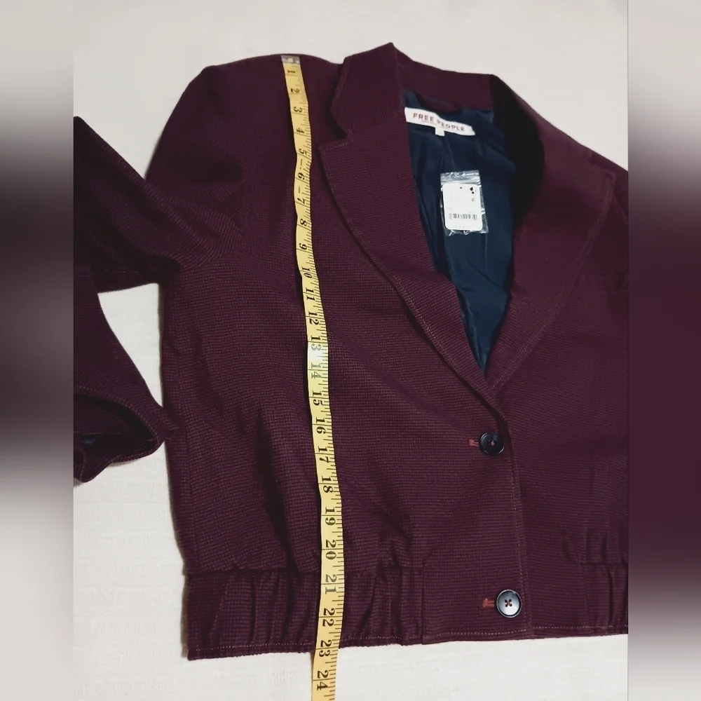 NWT FREE PEOPLE Agnes Jacket Burgundy/black Size M